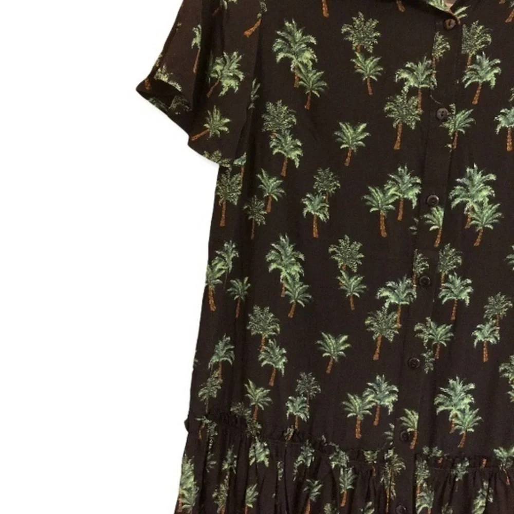 Forever 21 Black Shirt Dress‎ Palm Trees Small NEW - Picture 6 of 8